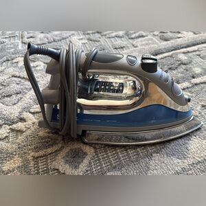 Blue and Silver Steam Iron